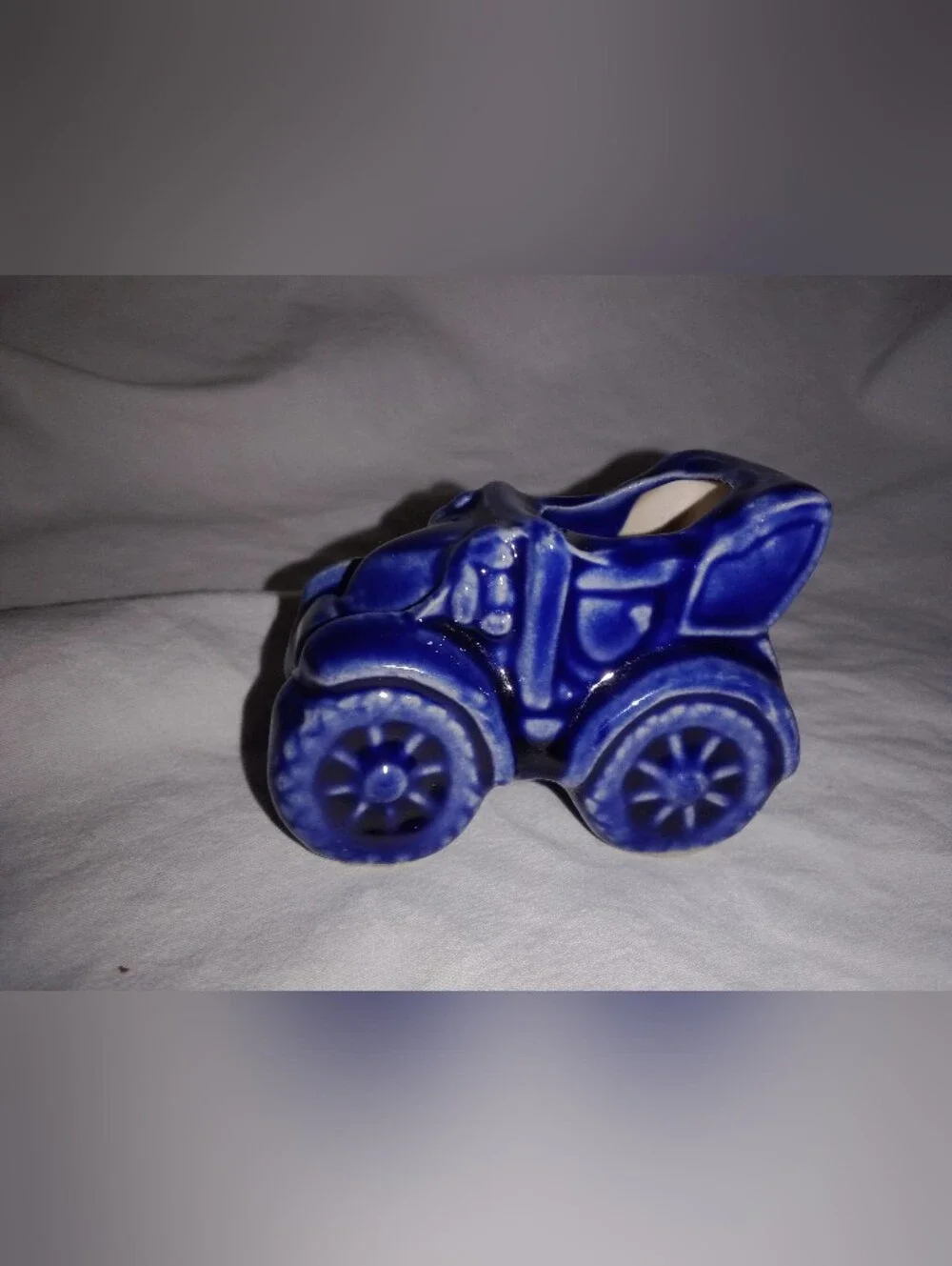 Vintage Ceramic Blue Car Toothpick Holder 2 1/2